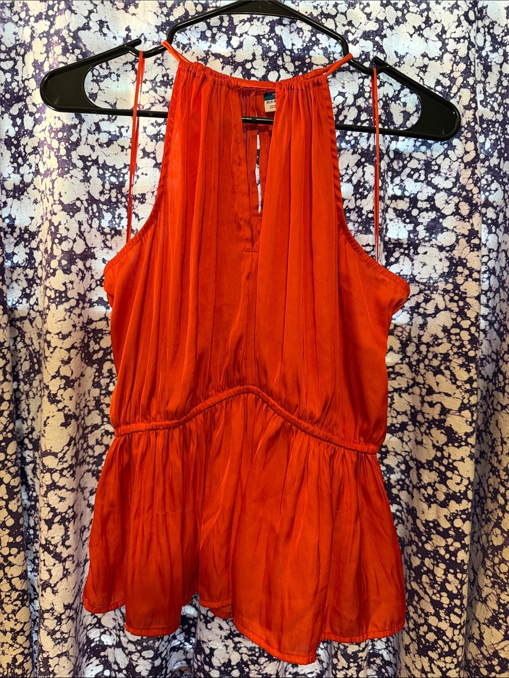 Women’s Halter Peplum Top -Orange